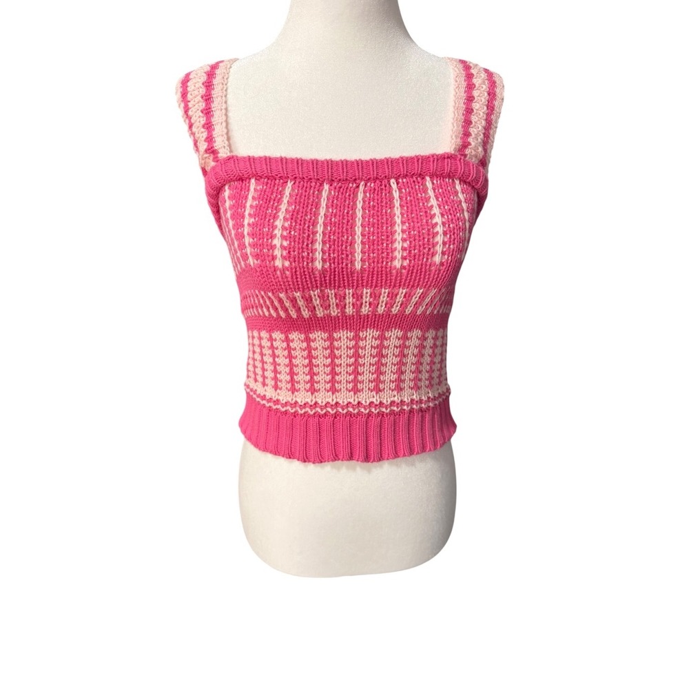 Lush Womens Pink Knit Tank Top Square Neck Fuchsia Blush LT19214-003 NWT XS